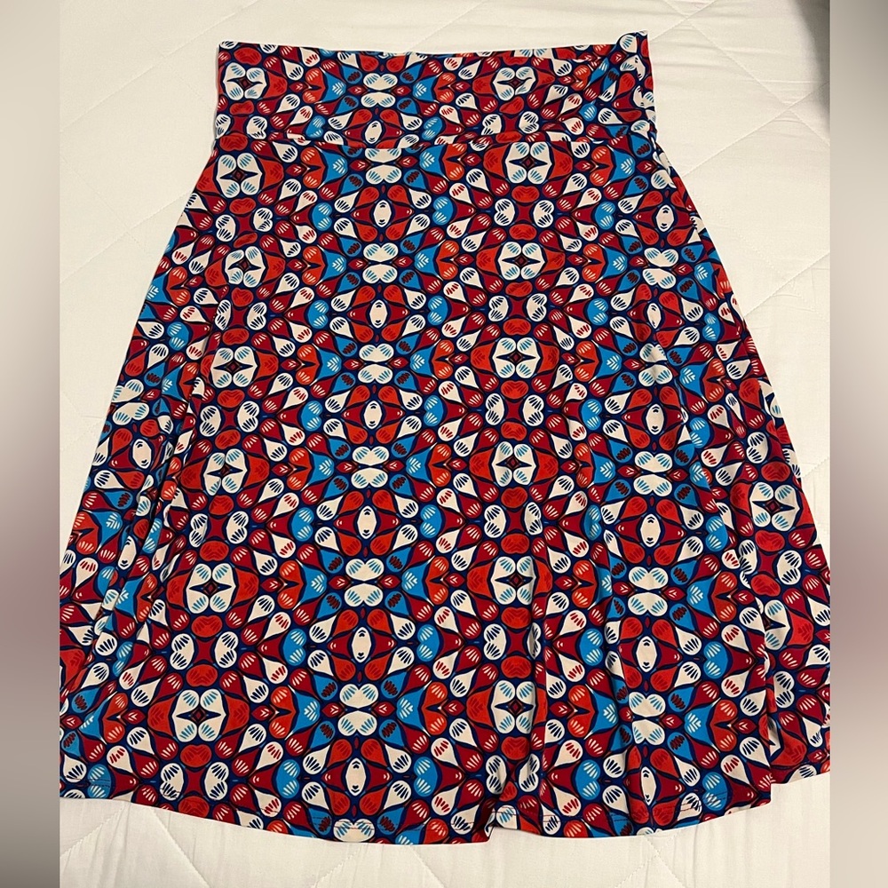 LuLaRoe Vibrant Red and Blue Flared Skirt